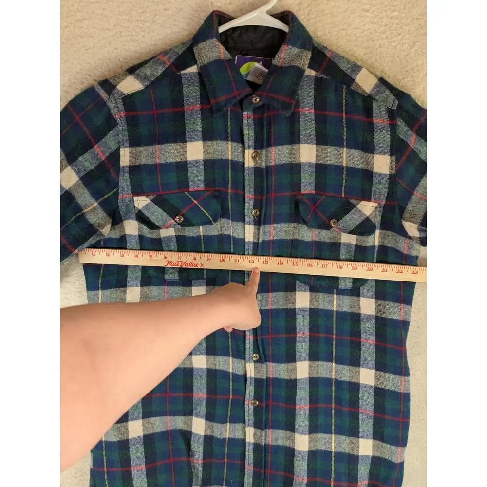 Vintage Northcrest Flannel Shacket Mens Medium Blue Wool Blend Quilted Lining